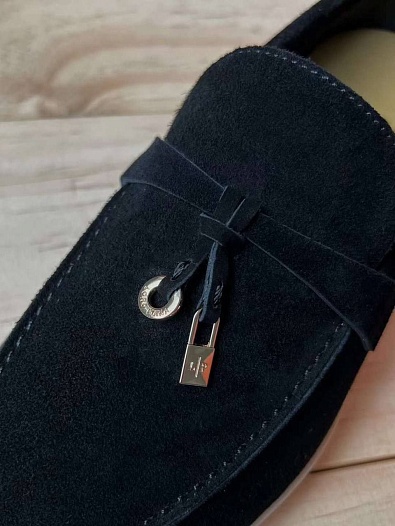 Женские замшевые лоферы Loro Piana Open Walk Premium - Black   