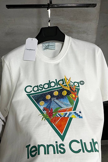 Мужская белая футболка Casablanca tennis club   