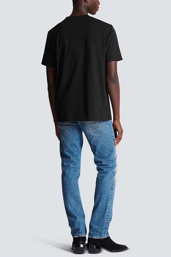 Мужская чёрная футболка Balmain Star logo-print