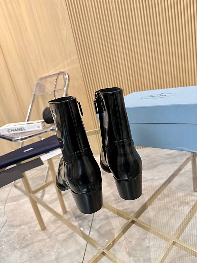 Женские кожаные сапоги Prada premium - Black   