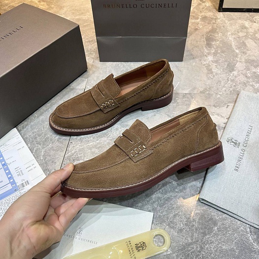 Мужские замшевые лоферы Brunello Cucinelli Premium   