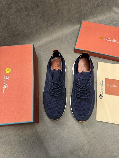 Мужские кроссовки Loro Piana knitted - Navy   