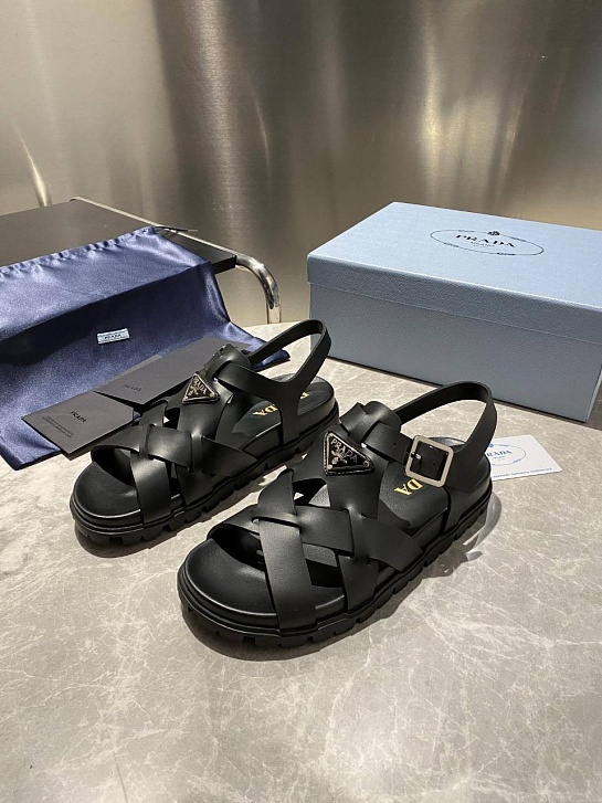 Женские кожаные сандалии Prada Monolith - Black