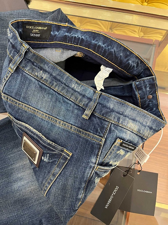 Мужские синие джинсы Dolce & Gabbana skinny fit Premium