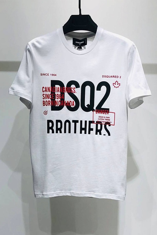 Мужская белая футболка Dsquared2 Brothers