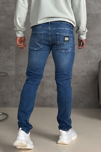 Мужские синие джинсы Dolce & Gabbana logo-plaque   