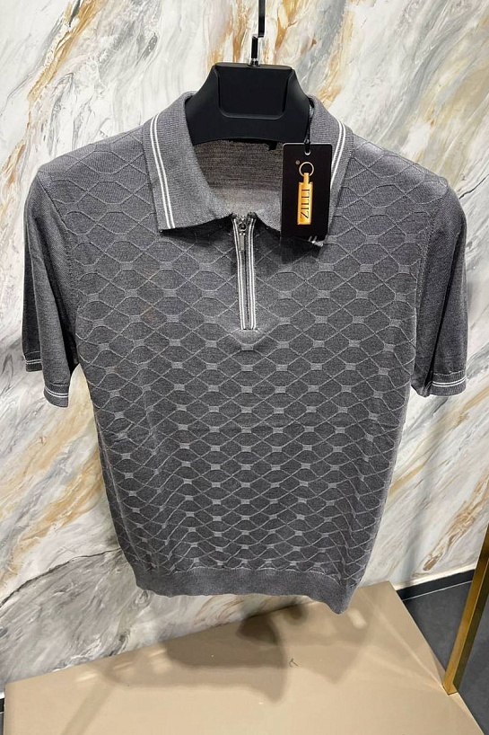 Мужское поло Zilli zip neck - Grey