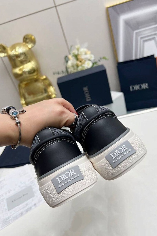 Женские комбинированные кроссовки Dior серого цвета