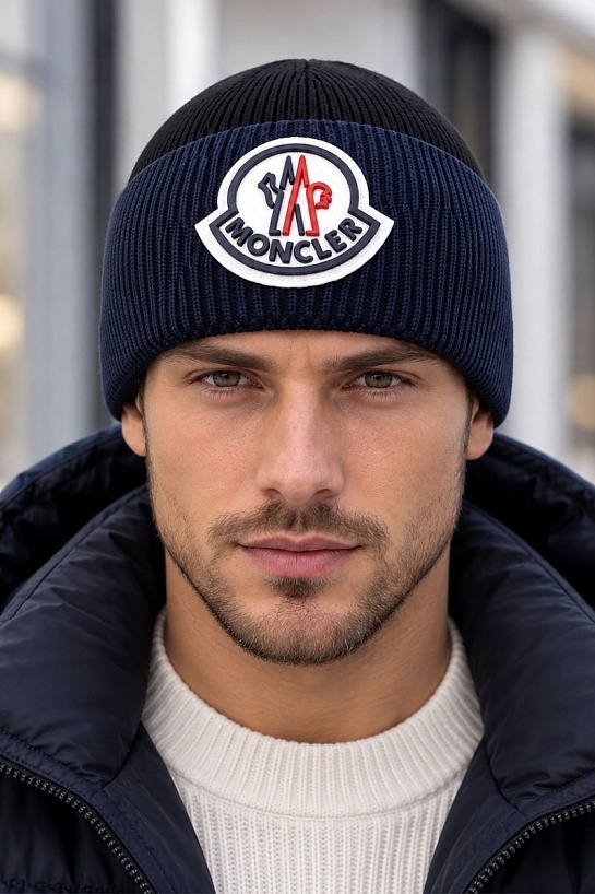 Мужская брендовая шапка с логотипом Moncler