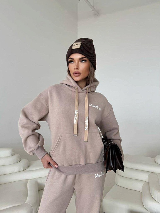Женский костюм тройка на флисе Max Mara premium - Beige