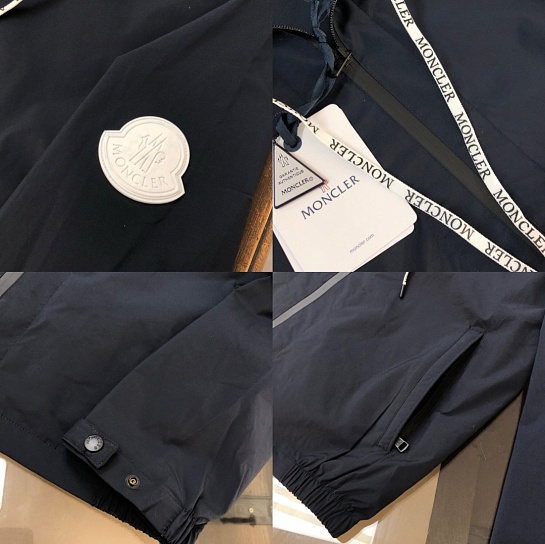 Тёмно-синяя ветровка Moncler Carles logo-patch