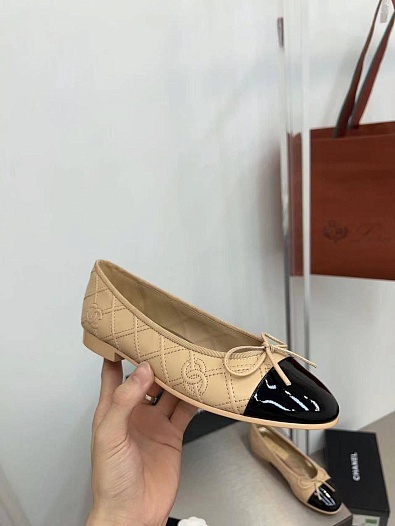 Женские кожаные балетки Chanel premium   