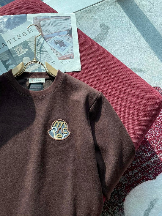 Мужской свитшот Moncler logo-patch - Brown