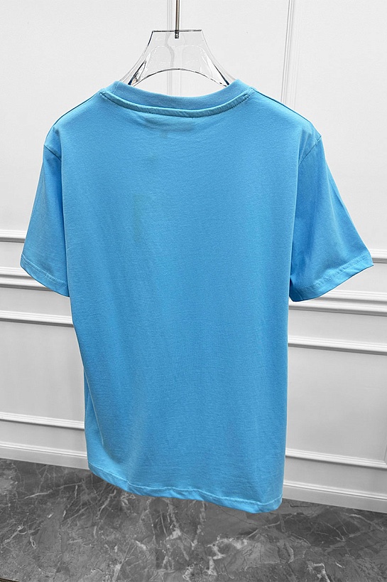 Футболка голубого цвета Loro Piana logo-embroidered