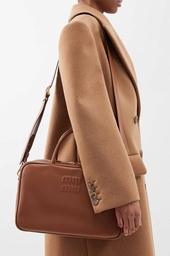 Сумка MIU MIU Logo-Embossed 35x24 см - Brown