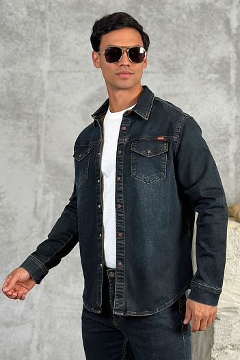 Джинсовая рубашка Loro Piana тёмно-синего цвета   