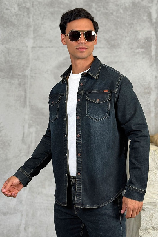 Джинсовая рубашка Loro Piana тёмно-синего цвета