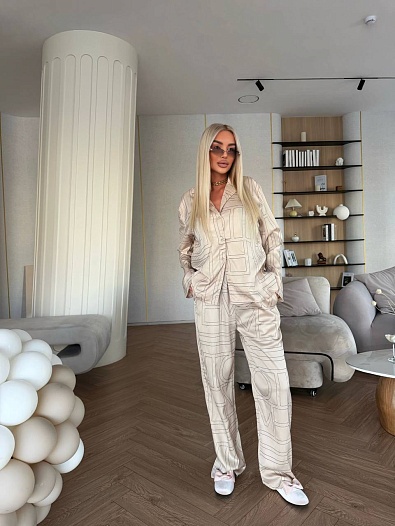 Женский шёлковый костюм ТОТЕМЕ premium бежевого цвета   