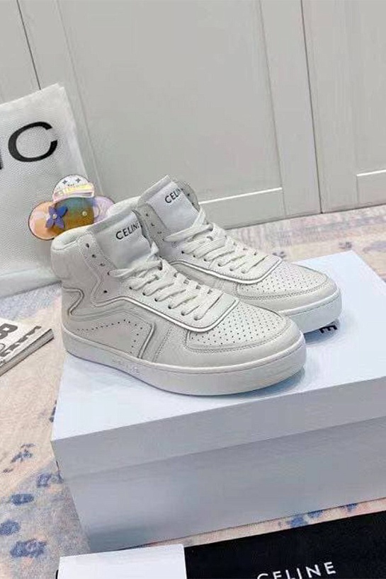 Женские кожаные кроссовки Celine белого цвета