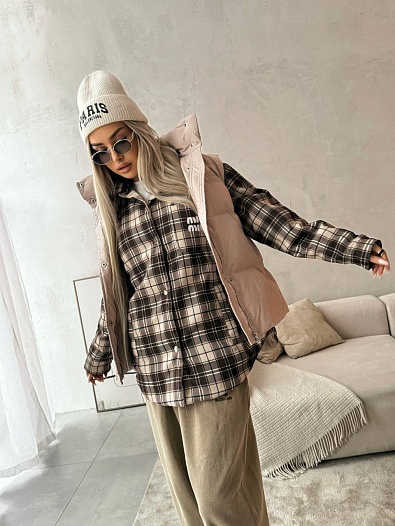 Женская утеплённая куртка в клетку MIU MIU Premium   