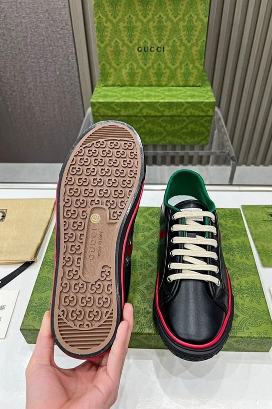 Мужские чёрные кроссовки Gucci GG Monogram