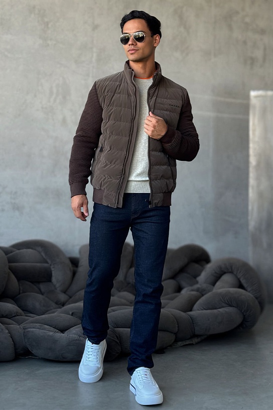 Куртка с вязаными рукавами Prada Linea Rossa - Brown