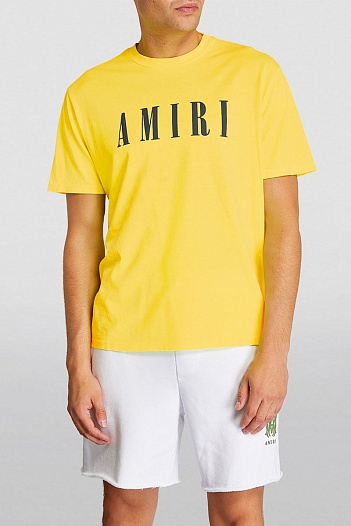 Футболка жёлтого цвета Amiri core logo   