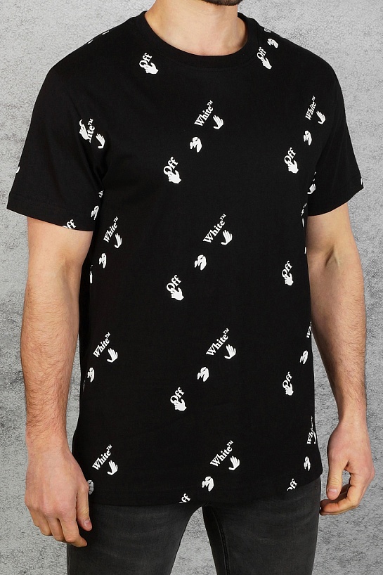 Чёрная оверсайз футболка Off-White all-over logo-print