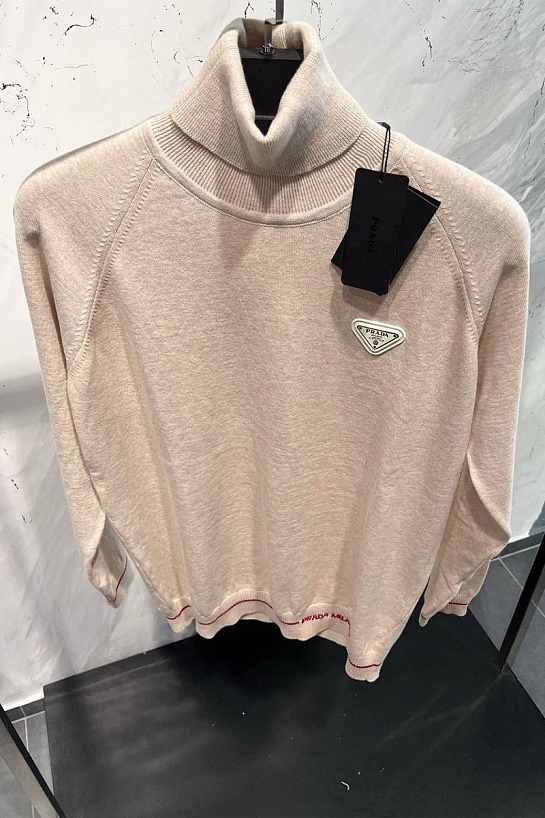 Мужская водолазка Prada logo-plaque - Beige