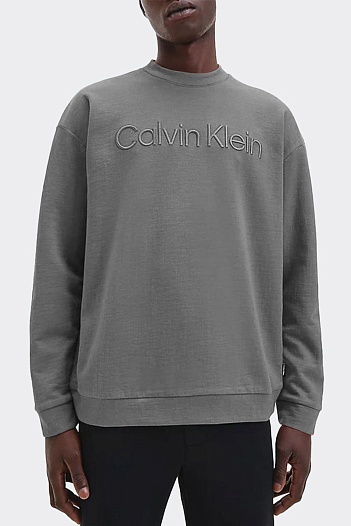 Свитшот серого цвета Calvin Klein embroidered-logo   