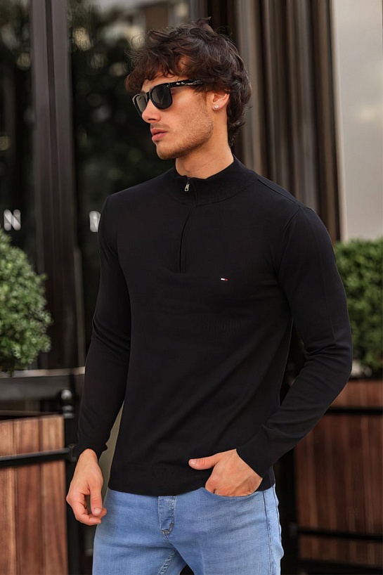 Мужской чёрный джемпер Tommy Hilfiger zip-up