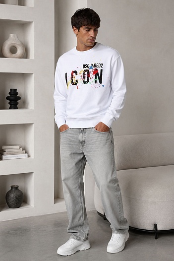 Мужской белый свитшот Dsquared2 "ICON" logo-print   