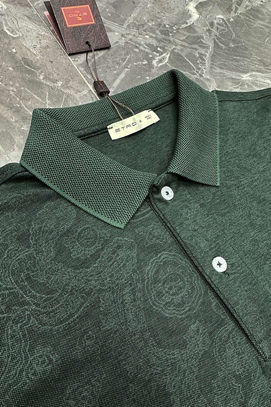 Зелёное поло Etro с узором пейсли