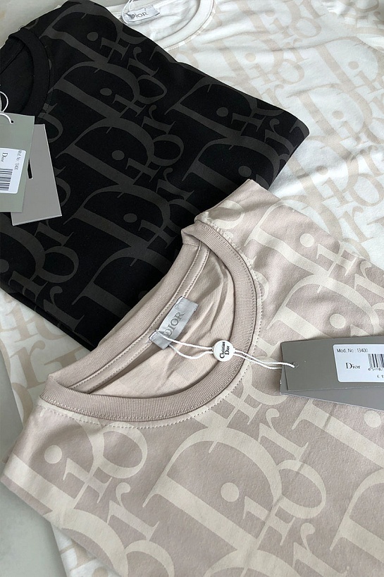 Чёрная мужская футболка Dior All-over Logo