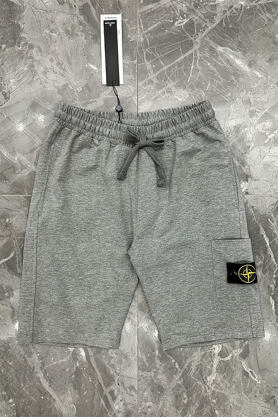 Мужские серые шорты Stone Island compass-patch