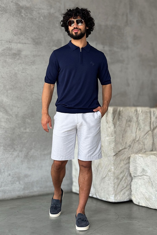 Мужское поло Stefano Ricci Eagle zip-neck - Navy