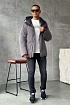 Серый пуховик Canada Goose Sanford logo-patch