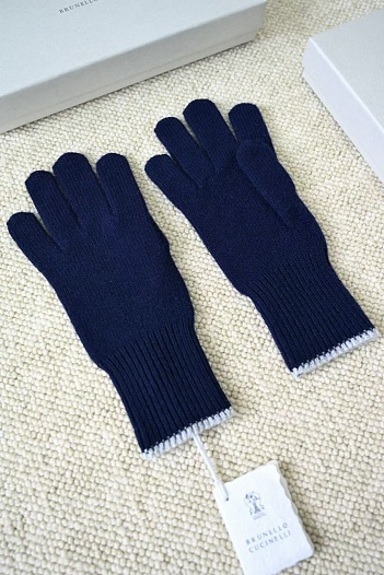 Кашемировые перчатки Brunello Cucinelli premium - Purplish Blue   