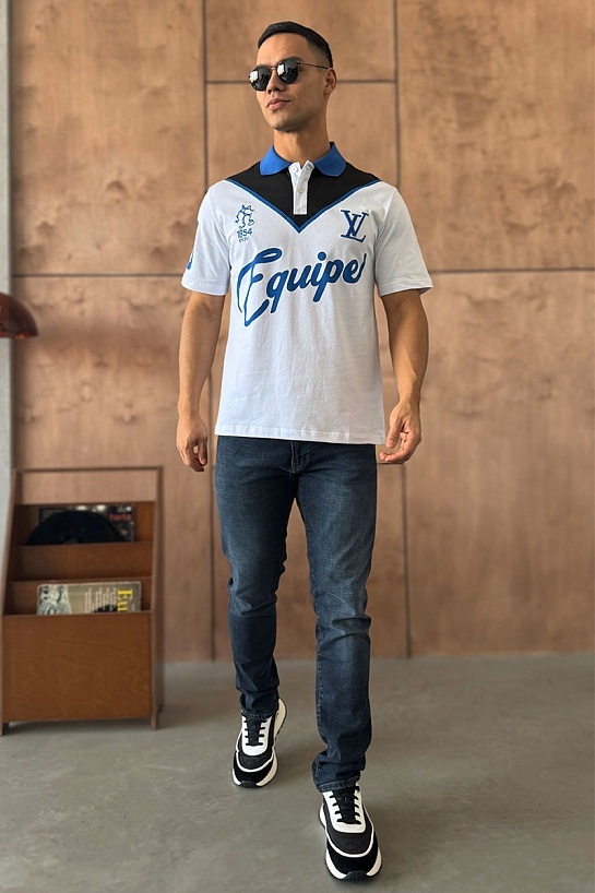 Мужское поло Louis Vuitton Launch The Equipe - White / Blue