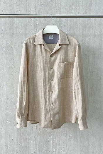 Льняная рубашка Brunello Cucinelli Premium - Beige   