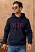 Мужское тёмно-синее худи Valentino logo-embroidered