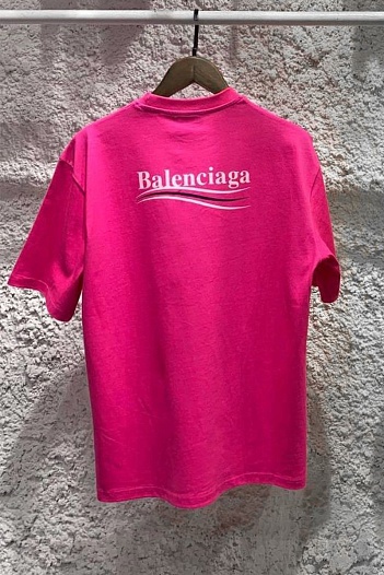 Мужская оверсайз футболка Balenciaga розового цвета   