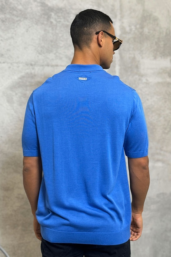 Мужское поло Stefano Ricci zip neck - Blue