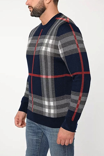 Мужская синяя кофта Burberry check pattern   