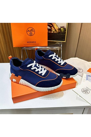 Мужские замшевые кроссовки Hermes Bouncing - Blue   