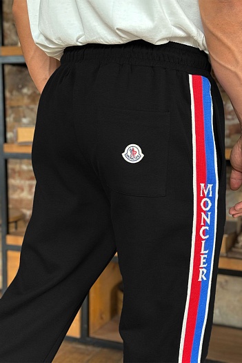 Чёрные спортивные штаны Moncler striped logo   