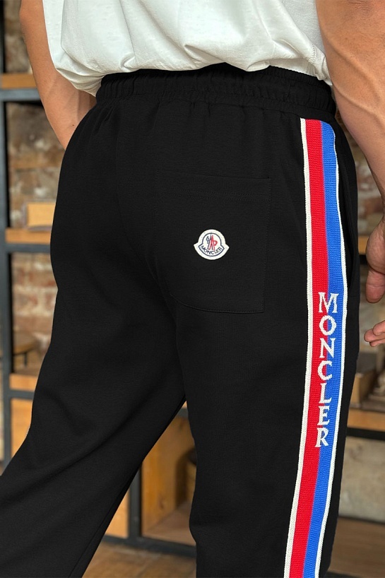 Чёрный спортивный костюм Moncler striped logo