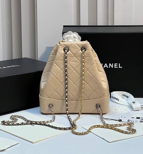 Женский рюкзак Chanel Gabrielle Premium  23x14.5x6 см - Beige   