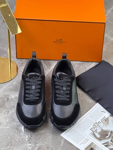 Комбинированные кроссовки Hermes Bouncing - Black   