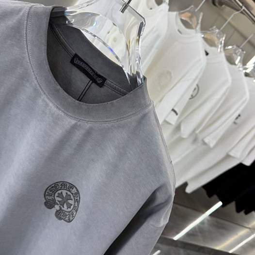 Серая оверсайз футболка Chrome Hearts Premium   